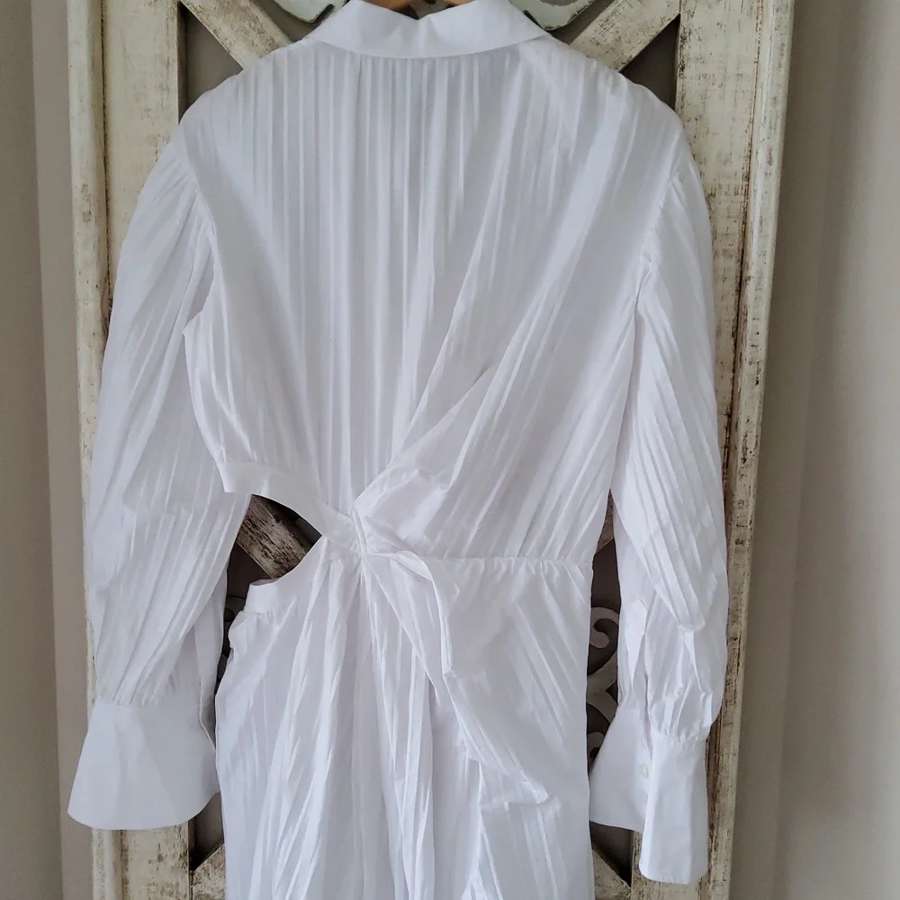 New Jonathan Simkhai Fraya Long Sleeve Cotton Blend Maxi Shirtdress - Picture 10 of 11